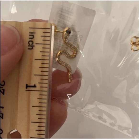 Adornia 14K Gold Pleated Swarowski Crystals Sterling Silver Earrings - Picture 7 of 11